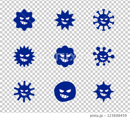 いろいろなウイルスのイラストセット ベクター いろいろなウイルスのイラストセット ベクター 123698459