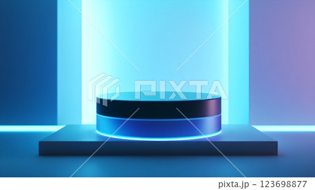 neon blue product display platform 123698877