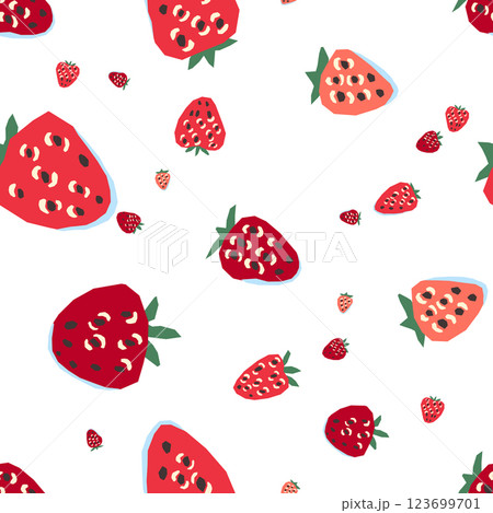 A Vibrant Strawberry Seamless Pattern is perfect for creating Fresh and Exciting Designs. Food background A Vibrant Strawberry Seamless Pattern is perfect for creating Fresh and Exciting Designs. Food background 123699701