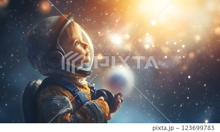 toddler astronaut dreaming of space 123699783