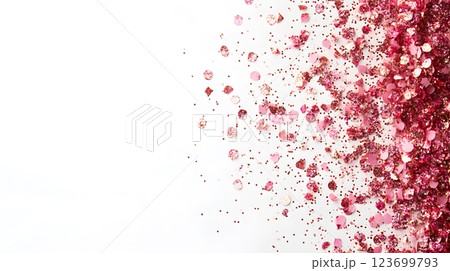 pink glitter confetti on white background 123699793