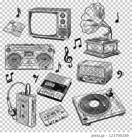 Retro music set Retro music set 123700289