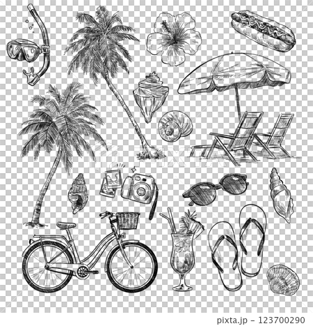 Summer sea fashionable resort beach set 123700290