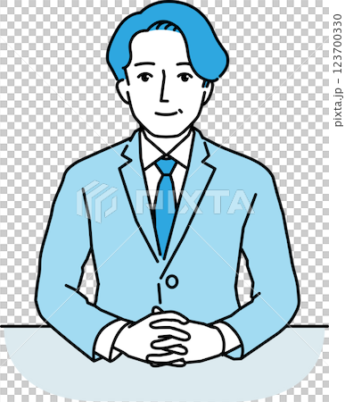 Middle-aged man in a suit facing forward 123700330