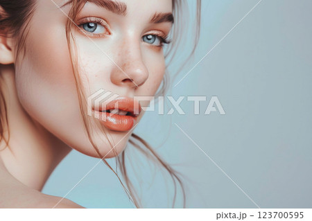 Fashion magazine style beauty photography in studio with professional model.AI Generative. Fashion magazine style beauty photography in studio with professional model.AI Generative. 123700595