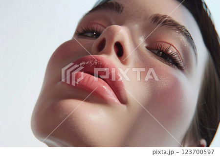 Close up studio shot of fashion magazine style beauty photography with professional.AI Generative. Close up studio shot of fashion magazine style beauty photography with professional.AI Generative. 123700597