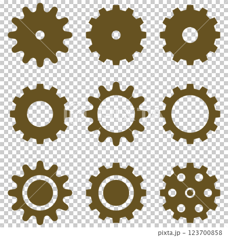 9 types of brown gears 9 types of brown gears 123700858
