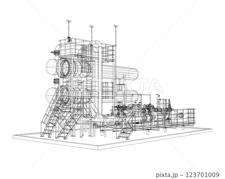 Petroleum heater exchanger. Vector rendering of 3d Petroleum heater exchanger. Vector rendering of 3d 123701009
