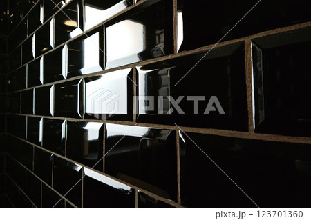 Dark walls embody contemporary elegance, contemporary finish reflecting subtle shine, contemporary flair elevating moody ambiance, appealing to upscale residences seeking editorial edge 123701360