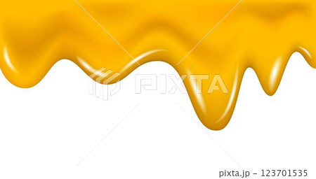 Vector melted bee honey background, melting cheese liquid border. 123701535