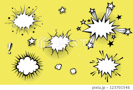 Speech bubbles with halftone shadows in cartoon, comic style. Speech bubbles with halftone shadows in cartoon, comic style. 123701548