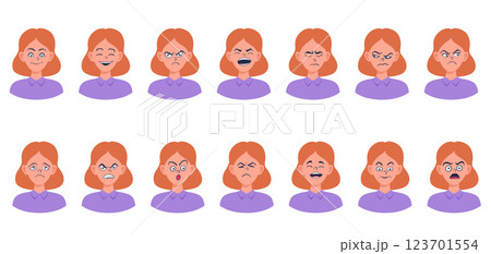 Portraits of woman. Girl Avatar. Female emotions. Portraits of woman. Girl Avatar. Female emotions. 123701554