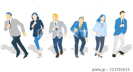 スタートアップのイメージイラストーダッシュで走り出すビジネスパーソンー白バックイラスト素材 123701615