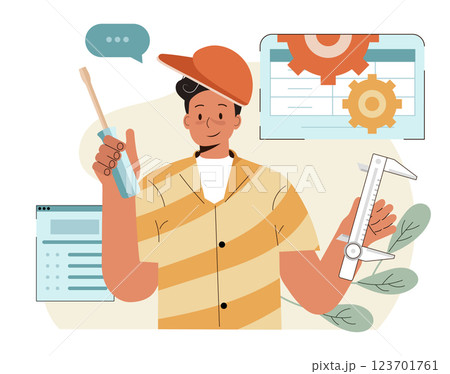 Instructions concept. User manual tutorial writing. Guidebook and technical instructions documenting. Flat vector illustration 123701761