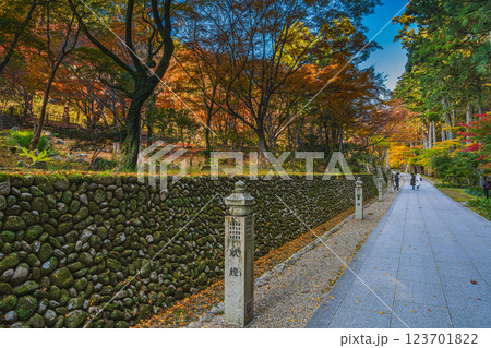 袋井市にある法多山尊永寺の参道と紅葉の風景(静岡県) 123701822