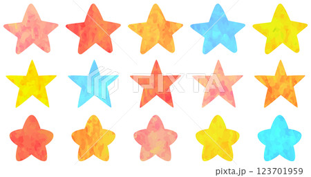 カラフルな星のイラストセット ベクター素材 カラフルな星のイラストセット ベクター素材 123701959