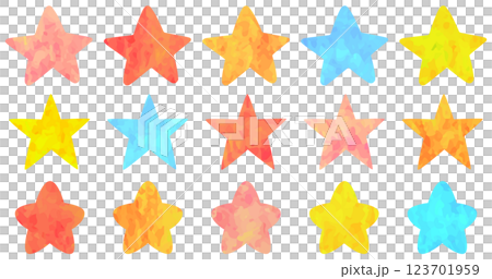 カラフルな星のイラストセット ベクター素材 カラフルな星のイラストセット ベクター素材 123701959