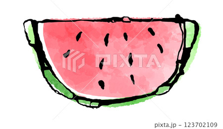くし形切りにしたすいかの断面のイラスト 123702109