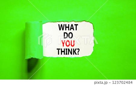 What do you think symbol. Concept words What do you think on beautiful white paper. Beautiful green table green background. Business and What do you think concept. Copy space. What do you think symbol. Concept words What do you think on beautiful white paper. Beautiful green table green background. Business and What do you think concept. Copy space. 123702484