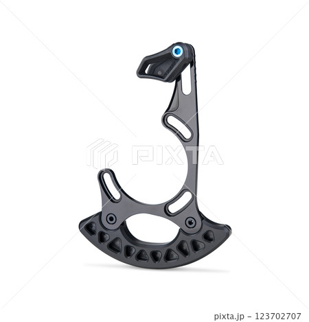 Taco Bashguard bicycle part designed for bicycle  chainrings isolated on white background floating above the ground. 123702707
