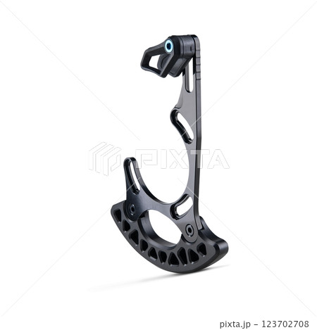 Taco Bashguard bicycle part designed for bicycle  chainrings isolated on white background floating above the ground. 123702708