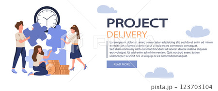 Customer experience abstract concept vector banner. Project delivery, beta testing, user guide, software development, new product launch, technical guide, helpdesk abstract metaphor 123703104