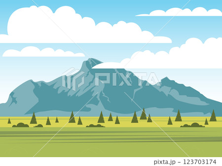 Mountain ranges with cloudscape. Rural landscape scene with spring meadow. Spring windy season Mountain ranges with cloudscape. Rural landscape scene with spring meadow. Spring windy season 123703174