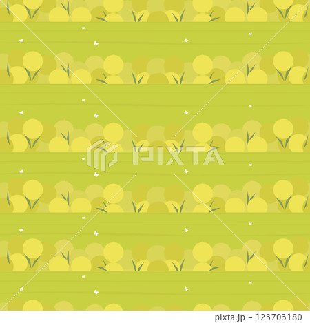 Seamless pattern with dandelions field. Flourish art for easter celebration. Floral spring vector illustration 123703180