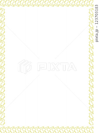 Cute spring Easter bunny empty frame. Simple border of a rabbit sitting on the moon. Easter rabbit 123703183