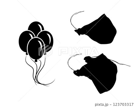 Popped Balloon Isolated, Deflated Ball, Burst Ballon, Popped Balloon on White Background 123703317