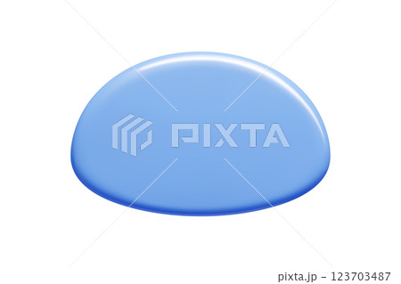 Blue 3d callout banner in elliptical shape with rounded edges. Vector speech bubble displays luminous shading and polished surface for digital marketing, social media posts, interface elements. 123703487
