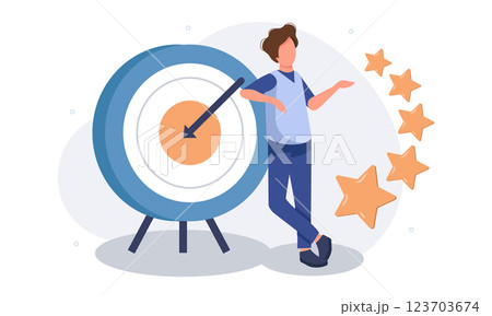 Business concept vector illustration, Target with an arrow, hit the target, goal achievement vector Business concept vector illustration, Target with an arrow, hit the target, goal achievement vector 123703674
