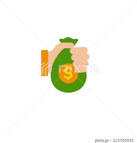 Hand holding money bag with dollar sign symbolizing wealth and financial success 123703935