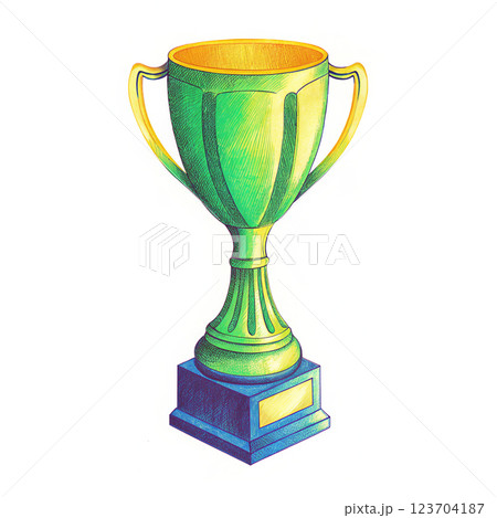 vibrant green trophy with golden handles, symbolizing achievement and success 123704187