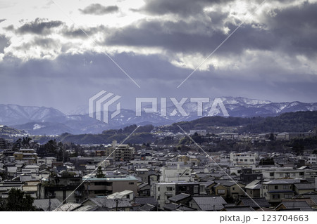 View of Kanazawa, looking eastwards from Utatsuyama 123704663