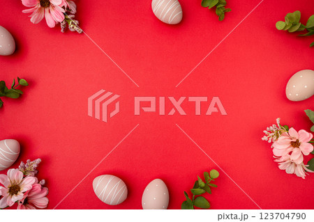 Happy Easter concept with easter eggs Happy Easter concept with easter eggs 123704790