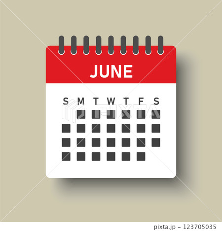 Vector template icon page calendar, month June 123705035