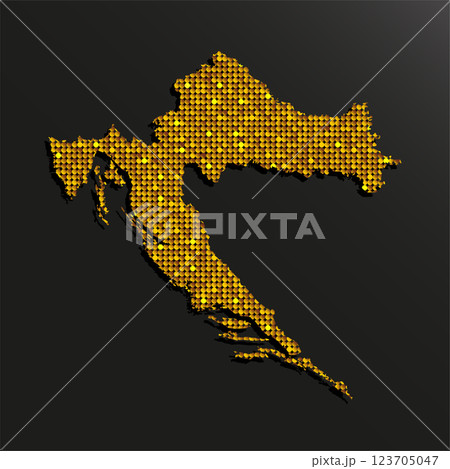 Map Croatia from gold sequin, glitter, sparkle 123705047