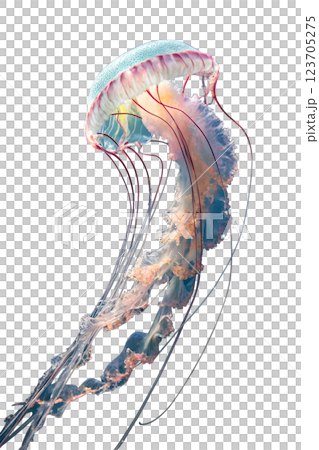 Jellyfish isolated on transparent background, marine creature, underwater life, ocean animal, sea wildlife 123705275