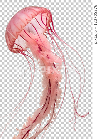 Pink jellyfish isolated on transparent background, marine creature, underwater life, ocean animal, sea wildlife 123705276