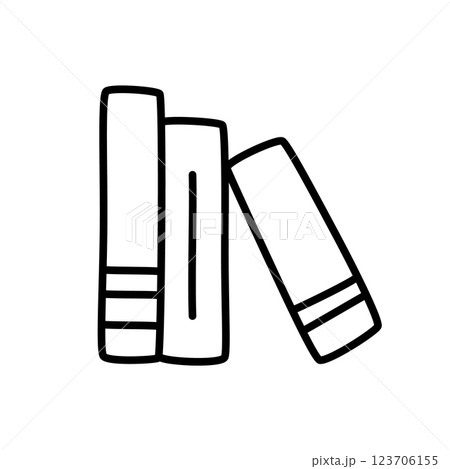 Doodle book shelf icon hand drawn with thin line in minimalistic style 123706155