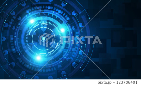 Target focus on blue background. Technology vision, digital business. 123706401