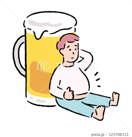 ビール腹を気にする男性 123706721