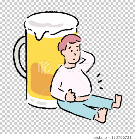 ビール腹を気にする男性 123706721