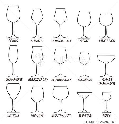 vector set of glasses and wine 123707161