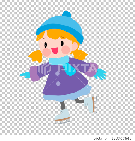 スケートをする女の子のイラスト 123707646