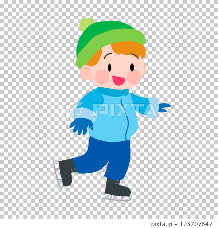 スケートをする男の子のイラスト 123707647