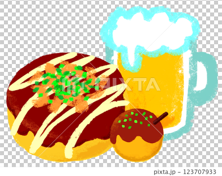 Crayon touch, simple illustration, Osaka gourmet 123707933