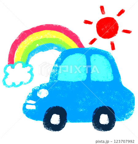 シンプルイラスト クレヨンタッチ 車でお出かけ シンプルイラスト クレヨンタッチ 車でお出かけ 123707992