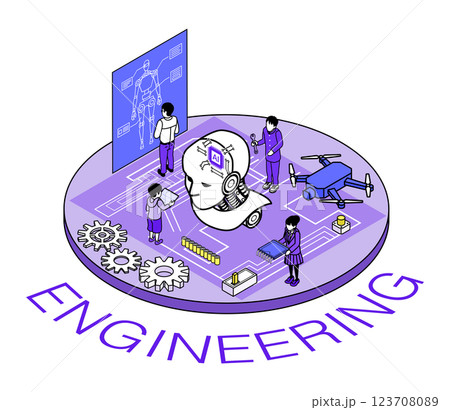 未来教育　工学のコンセプトアート 123708089